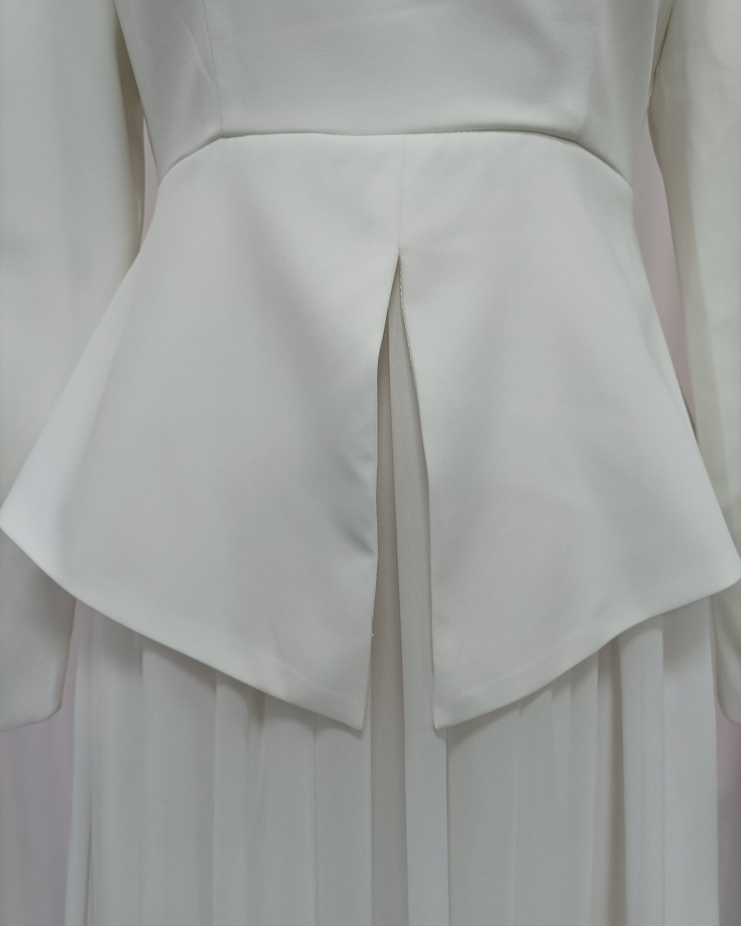 White High Neck Peplum Maxi Dress