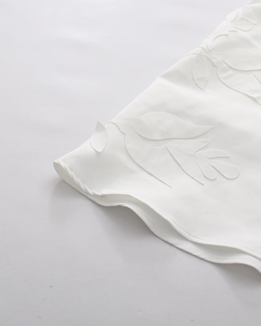 White High Neck Sleeveless Appliqué Maxi Dress