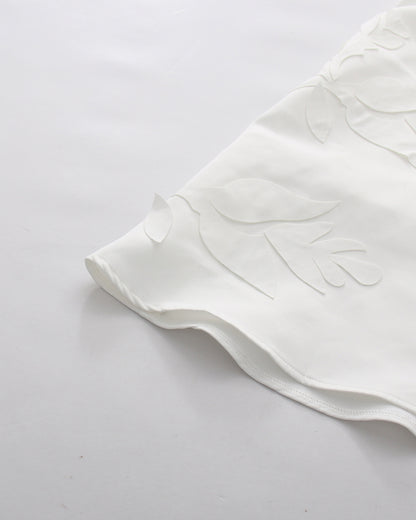 White High Neck Sleeveless Appliqué Maxi Dress