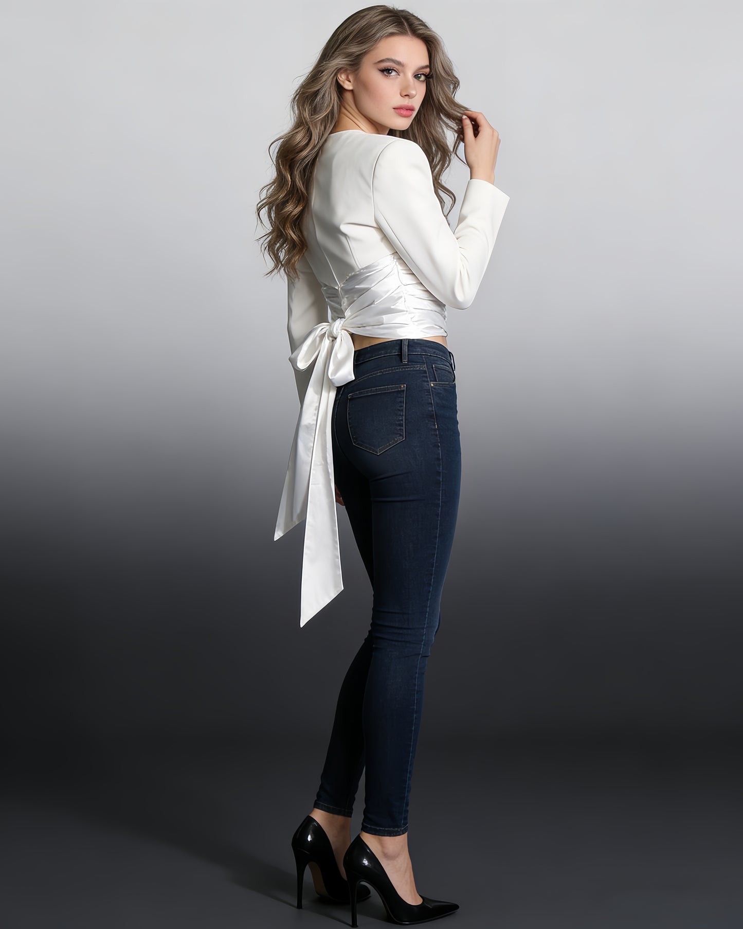 White Jacket with Back Satin Bow