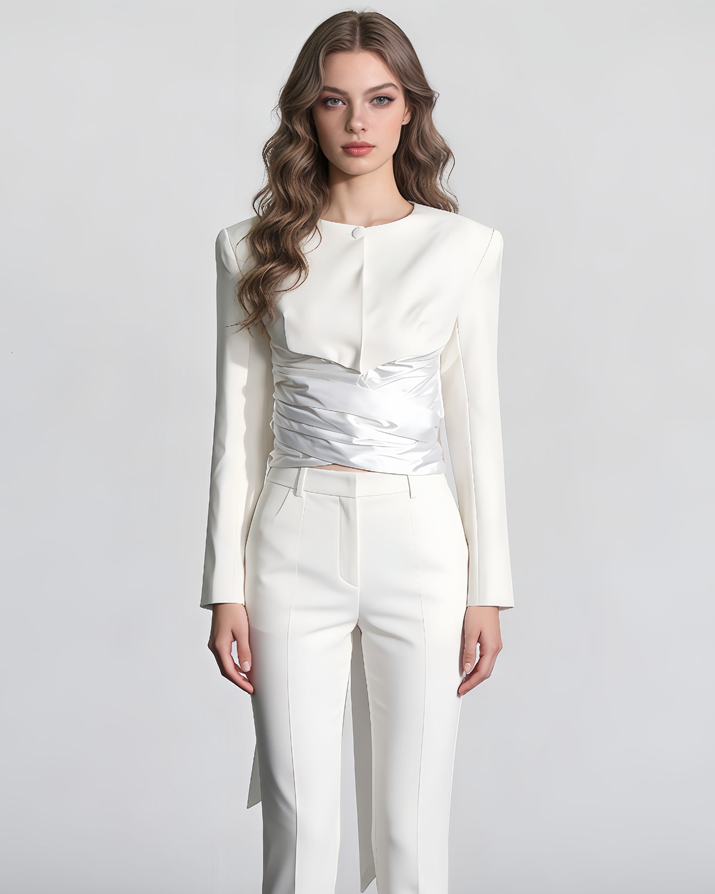 White Jacket with Back Satin Bow