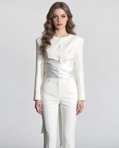 White Jacket with Back Satin Bow