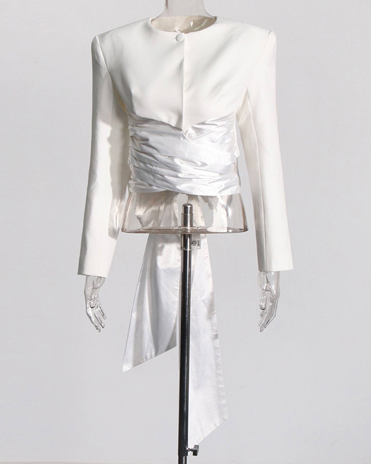 White Jacket with Back Satin Bow
