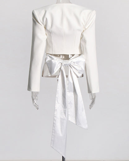 White Jacket with Back Satin Bow