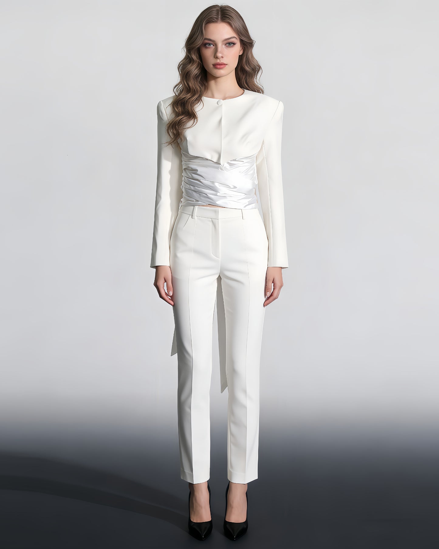 White Jacket with Back Satin Bow