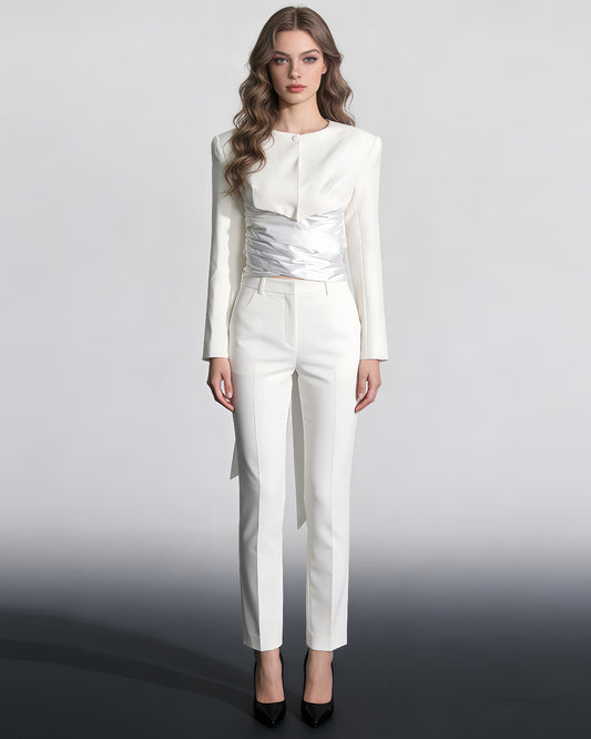 White Jacket with Back Satin Bow