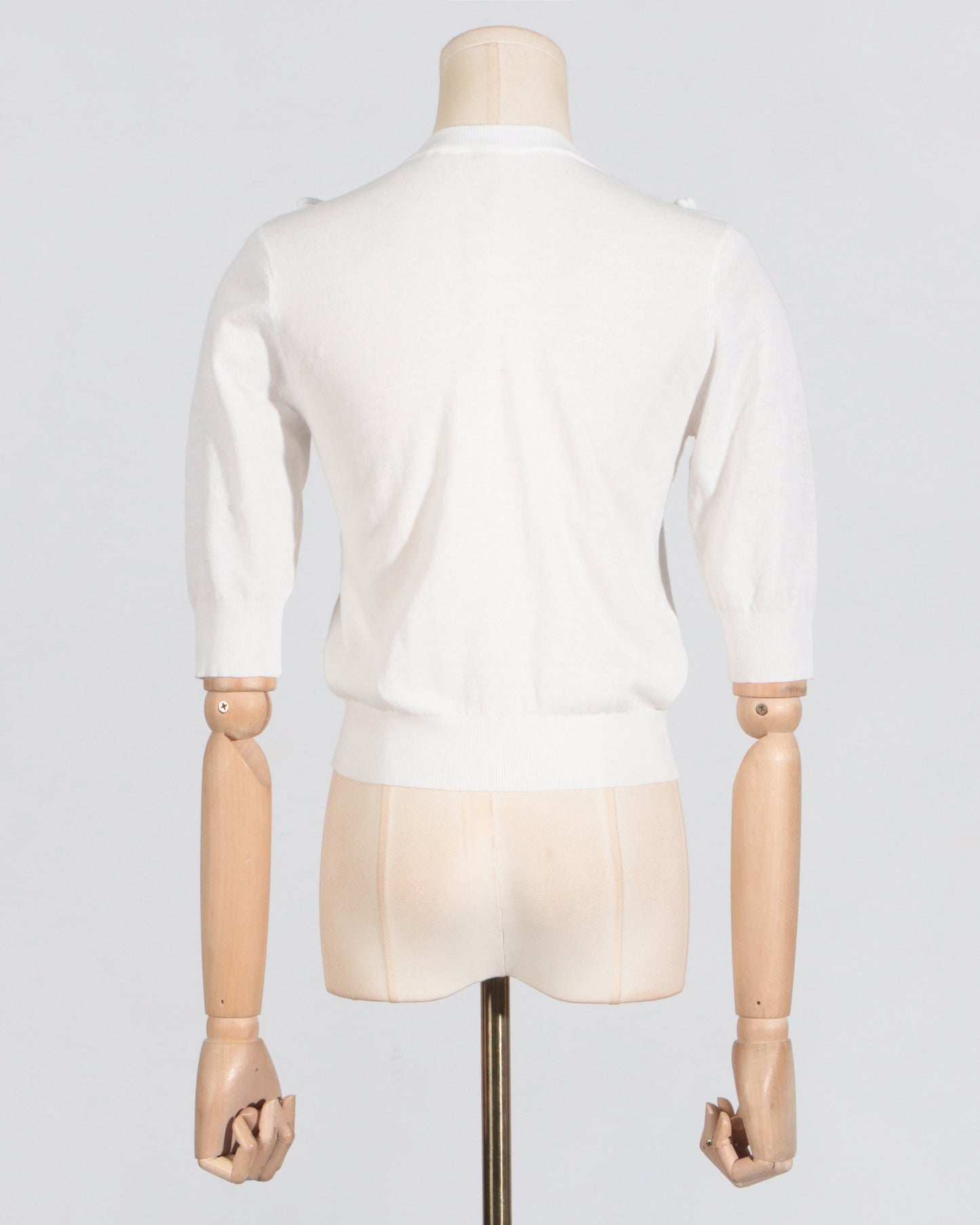 White Knit Cardigan with 3D Floral Appliqués