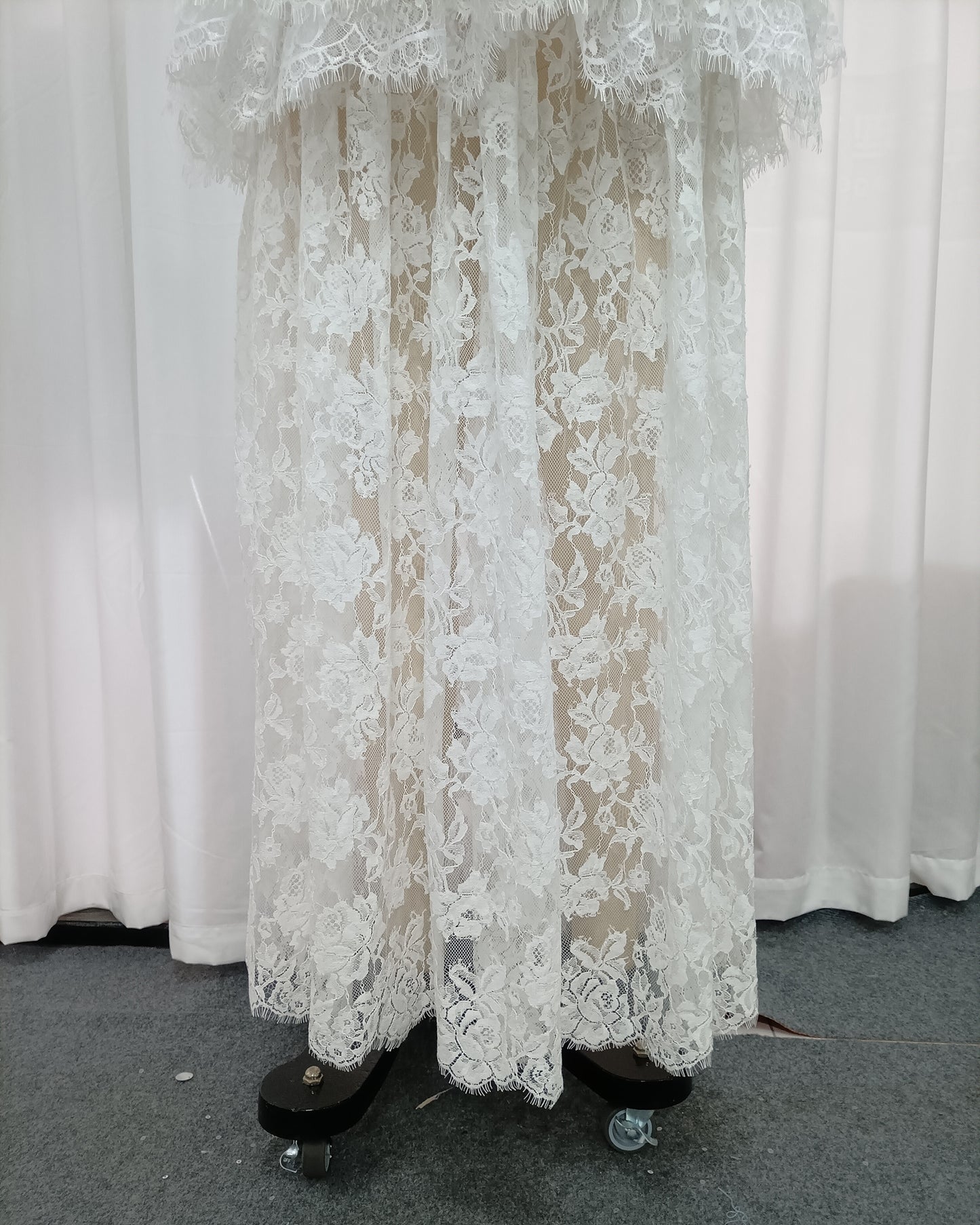 White Lace Halter Corset Tiered Peplum Maxi Dress