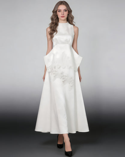 White Lace Peplum Top & Maxi Skirt Set