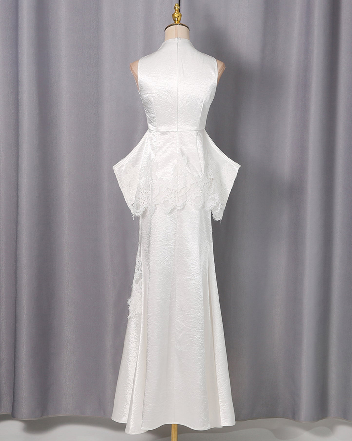 White Lace Peplum Top & Maxi Skirt Set