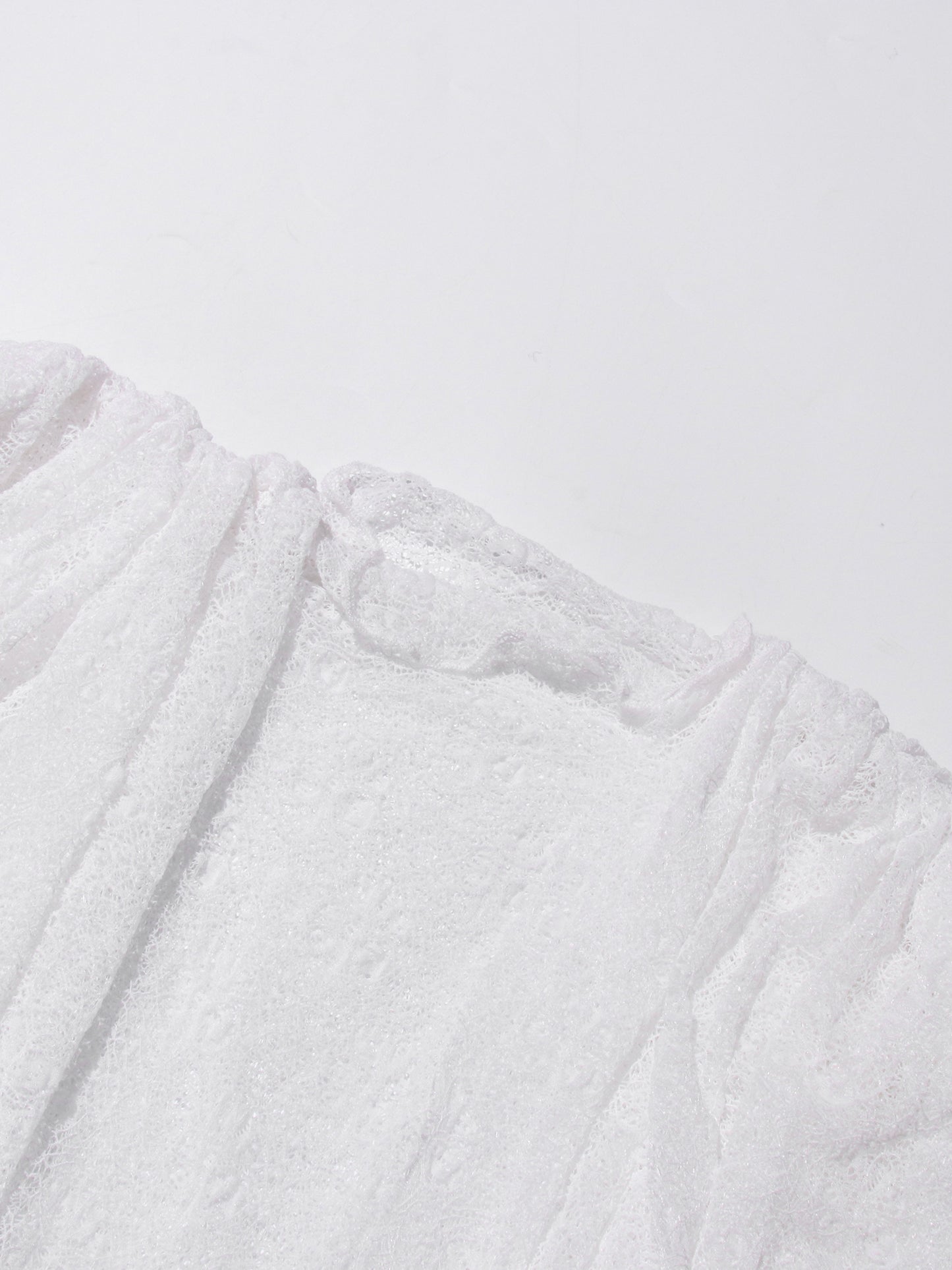 White Lace Ruffled Mini Dress with Puff Sleeves