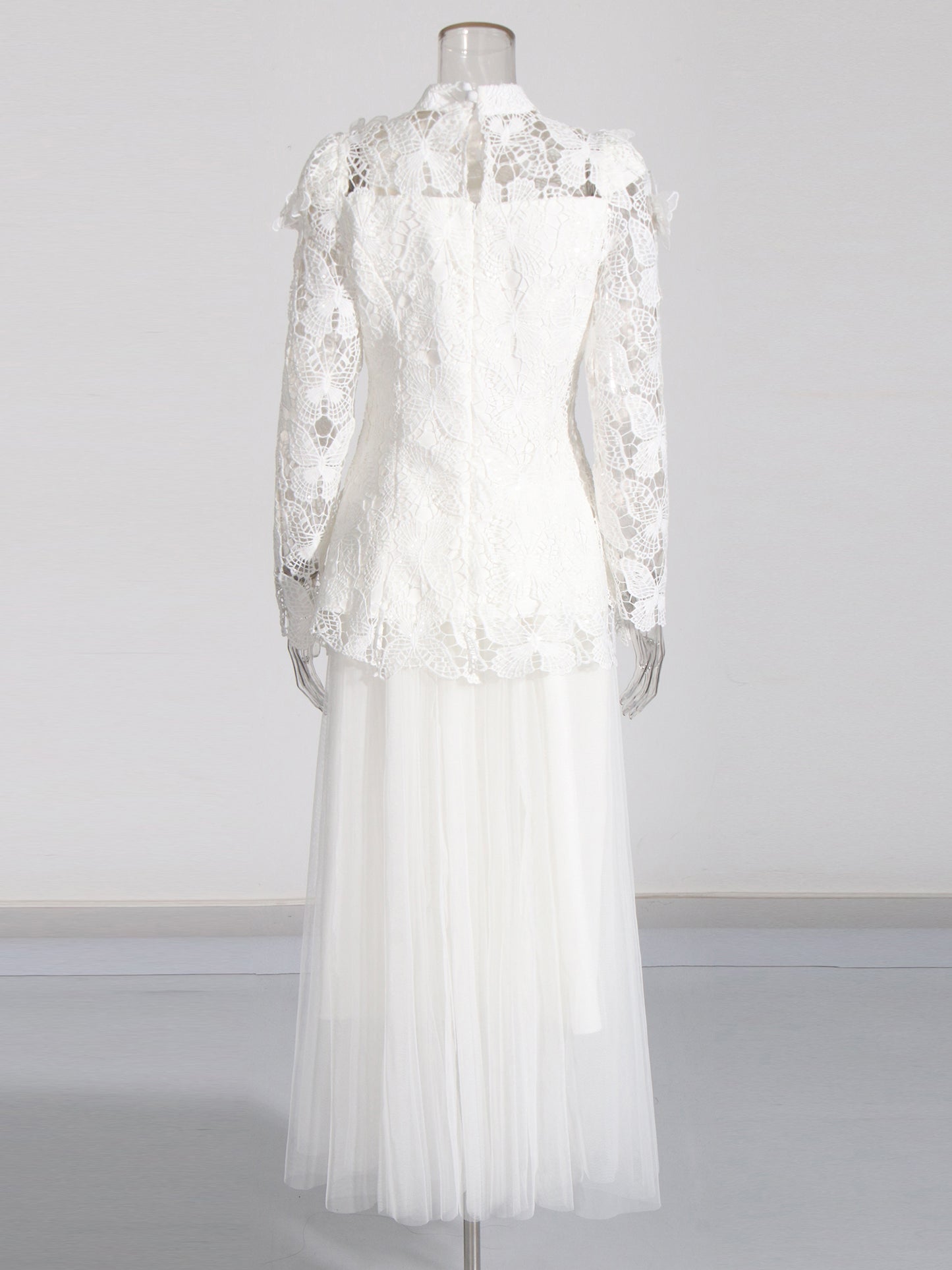 White Lace Top & Tulle Skirt Two-Piece Set