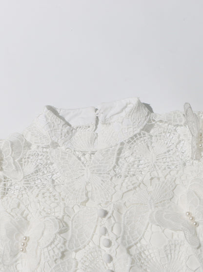 White Lace Top & Tulle Skirt Two-Piece Set