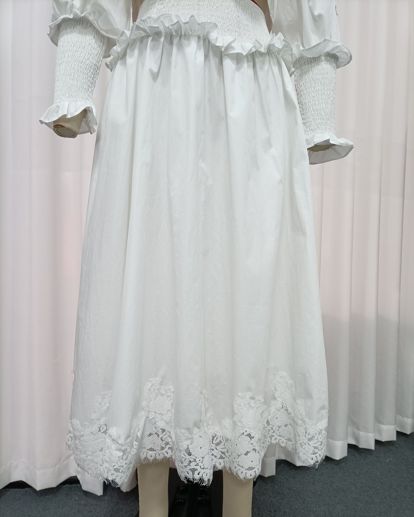 White Lace Trim Two-Piece Set