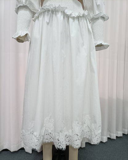 White Lace Trim Two-Piece Set
