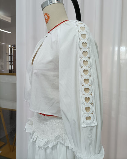 White Lace Trim Two-Piece Set