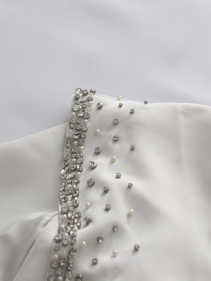 Long Sleeve Cape Overlay Beaded Maxi Evening Dress