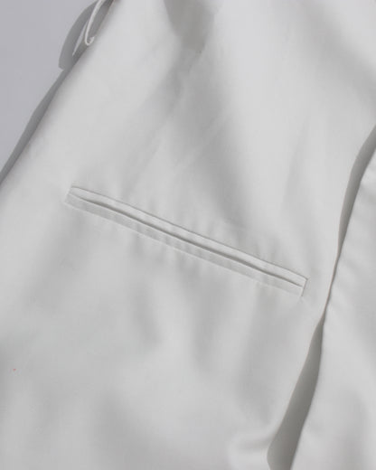 White Longline Coat with Embroidered Sleeves & Belt