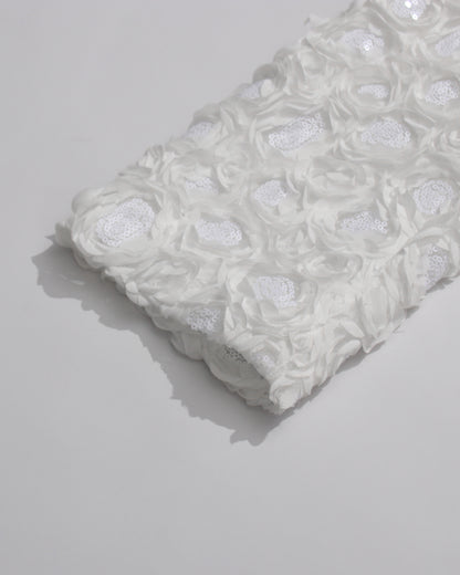 White Longline Coat with Embroidered Sleeves & Belt