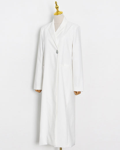 White Longline Single-Button Trench Coat