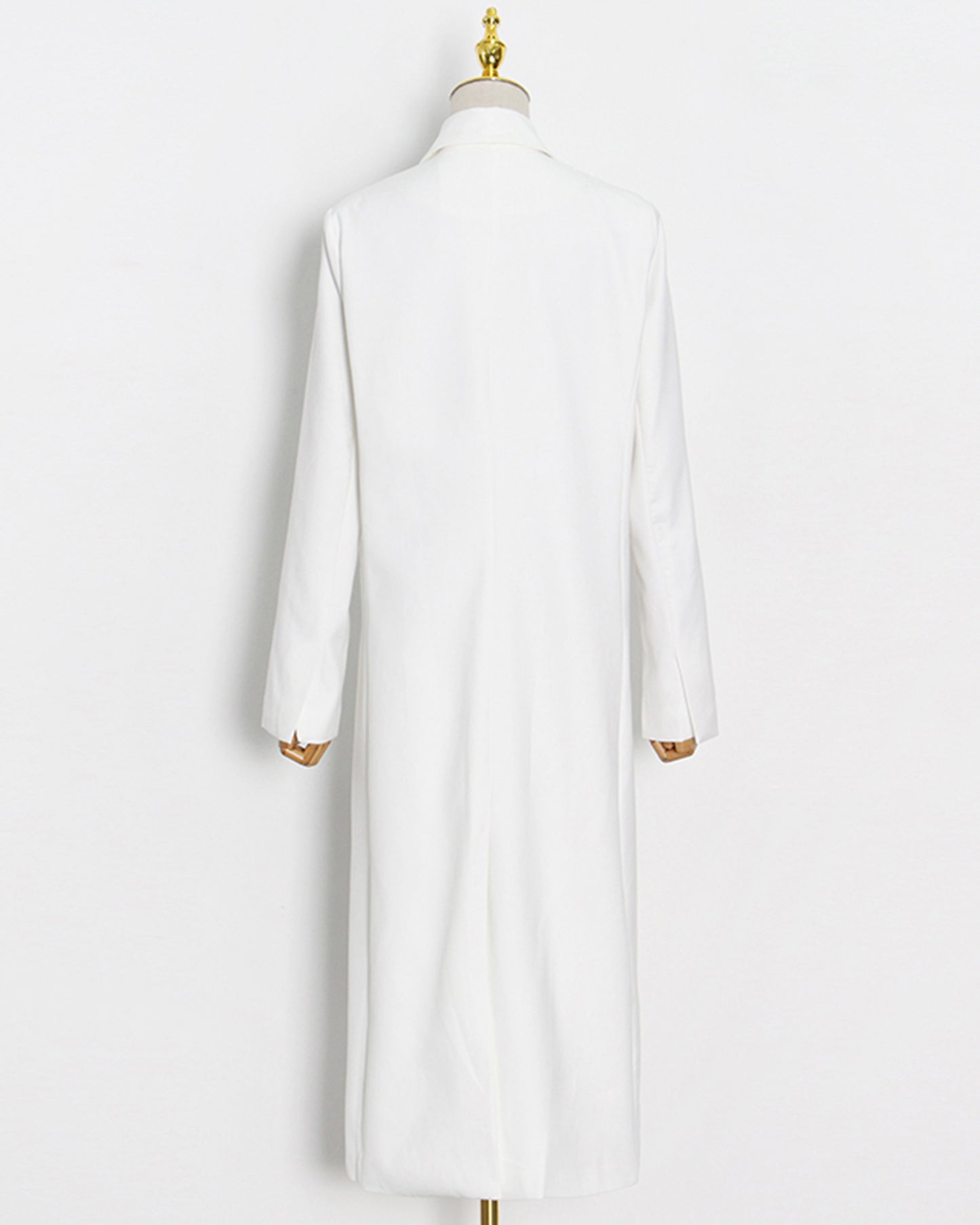 White Longline Single-Button Trench Coat