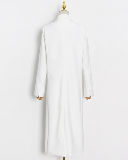 White Longline Single-Button Trench Coat
