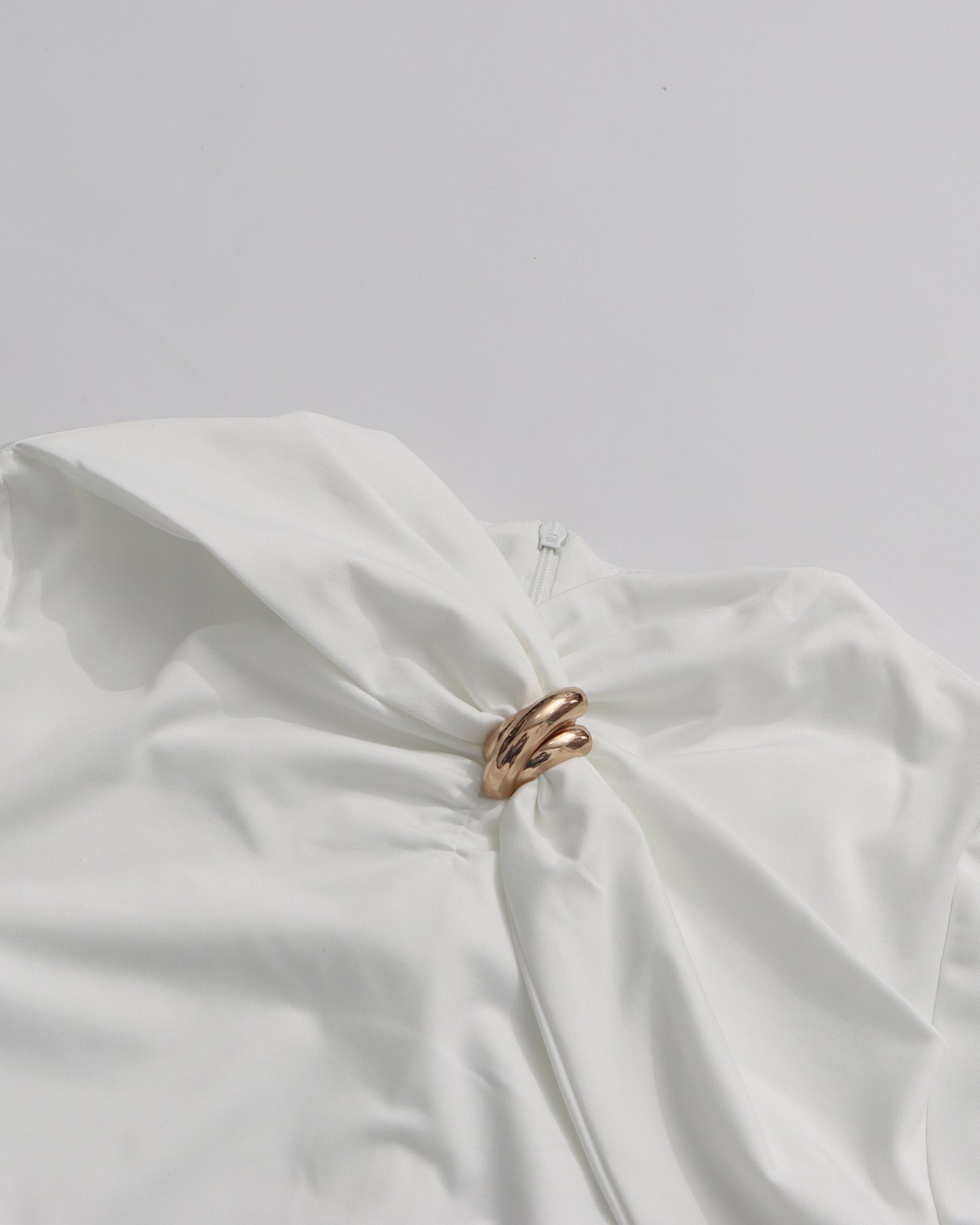 White Maxi Dress with Twist & Gold Accents