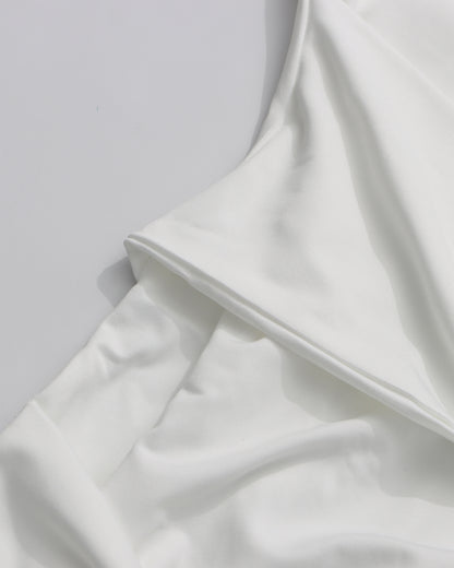 White Maxi Dress with Twist & Gold Accents