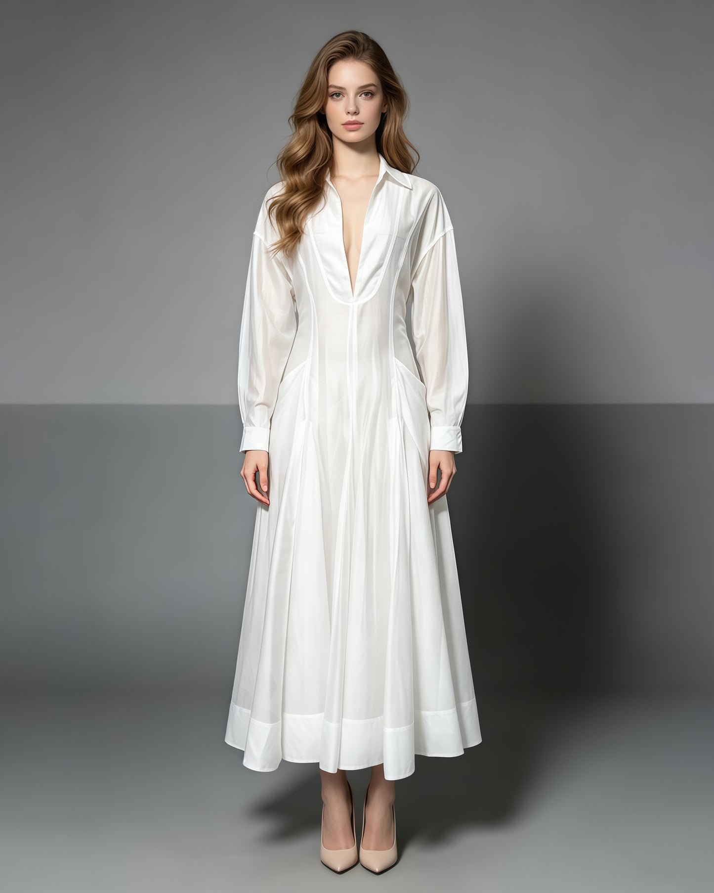 White Minimalist Tunic Shirt Dress
