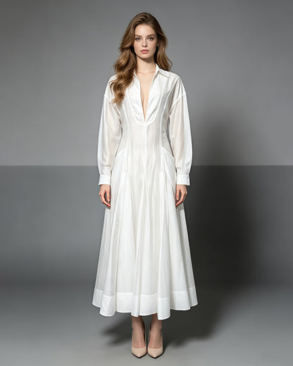 White Minimalist Tunic Shirt Dress