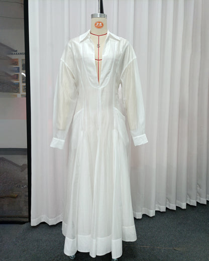 White Minimalist Tunic Shirt Dress