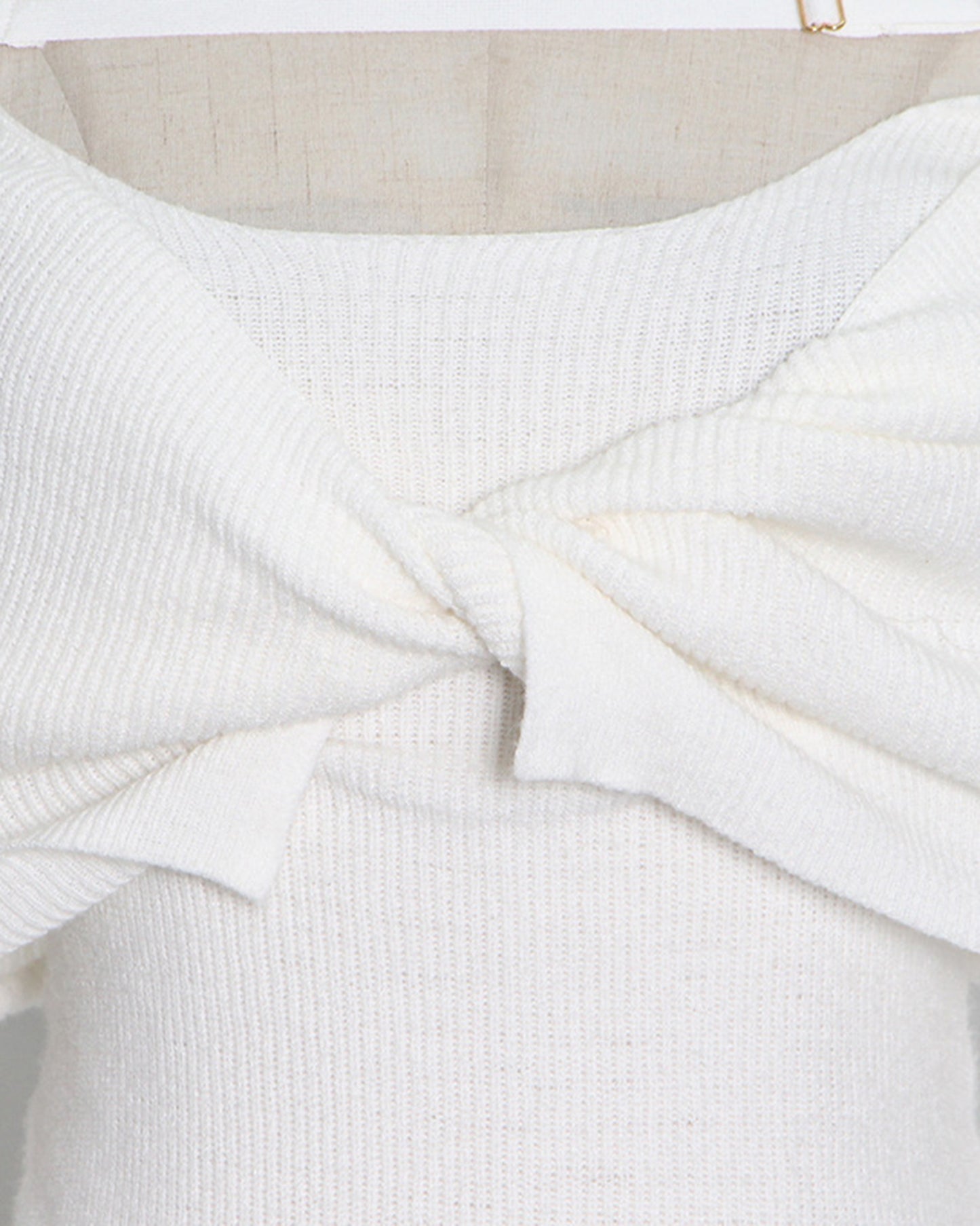 Beige Off-Shoulder Knit Bodycon Dress