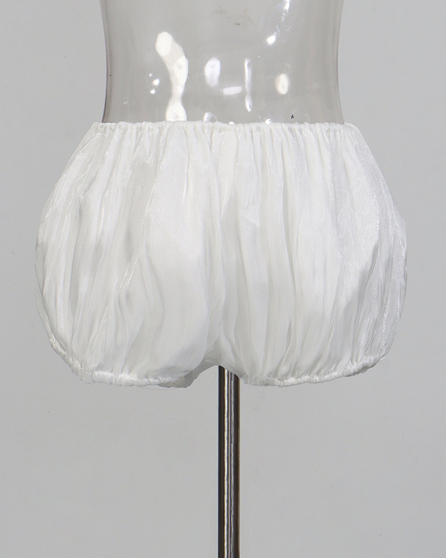 White Off-Shoulder Ruched Puff Sleeve Mini Dress