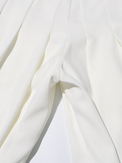 White Off-Shoulder Top & Wide-Leg Pants Set