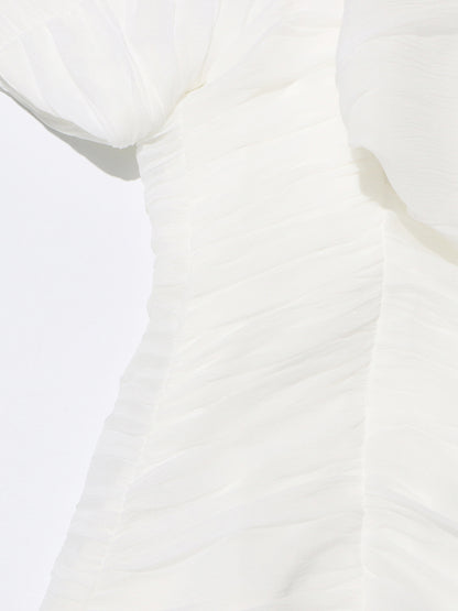 White Off-Shoulder Top & Wide-Leg Pants Set