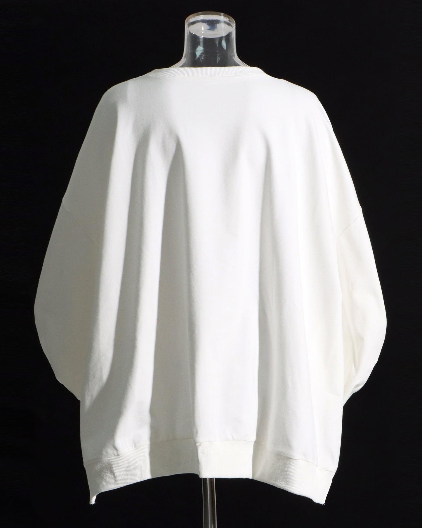 White Oversized Balloon-Sleeve Crewneck Sweatshirt