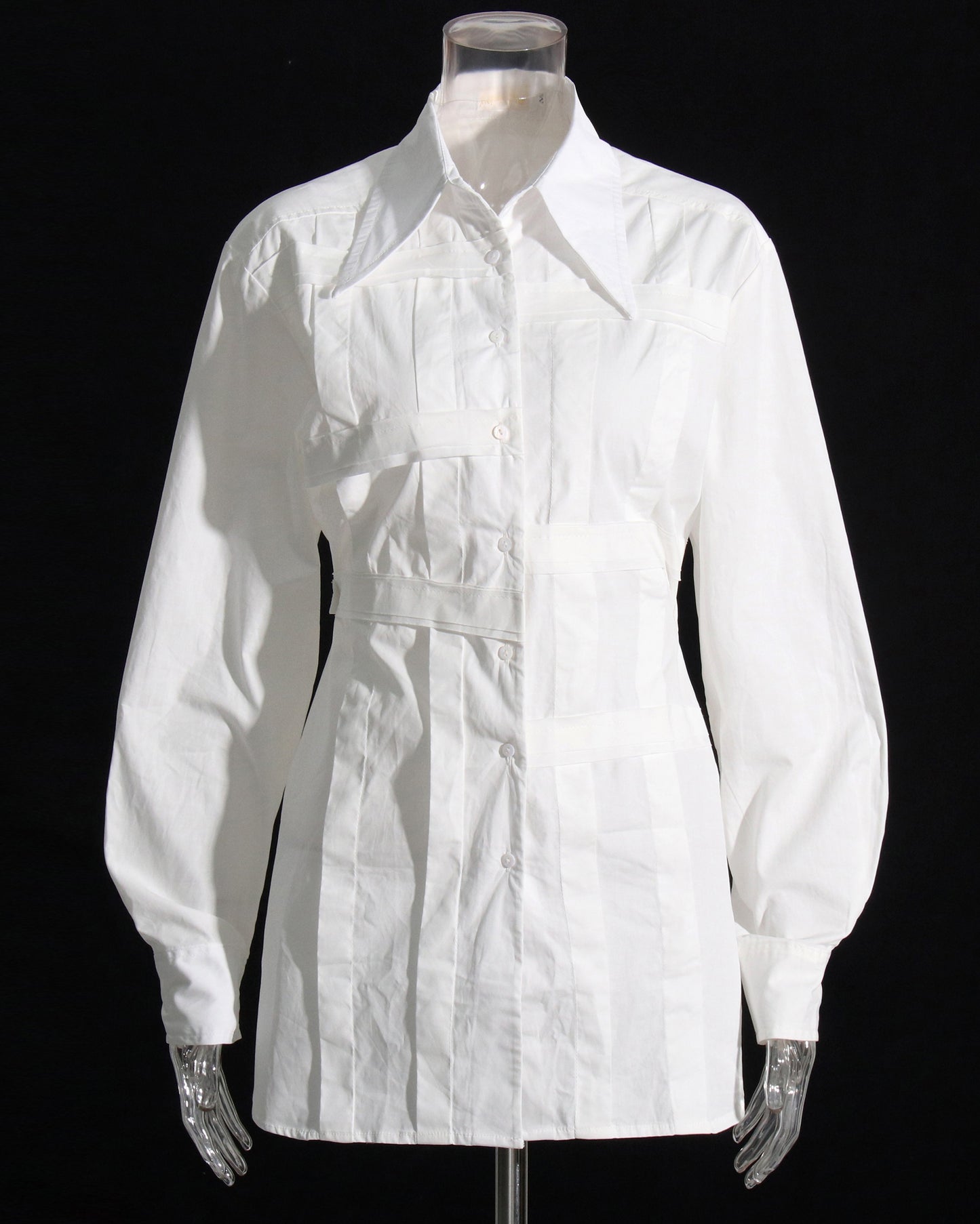 White Oversized Collar Blouse Puffy Sleeves