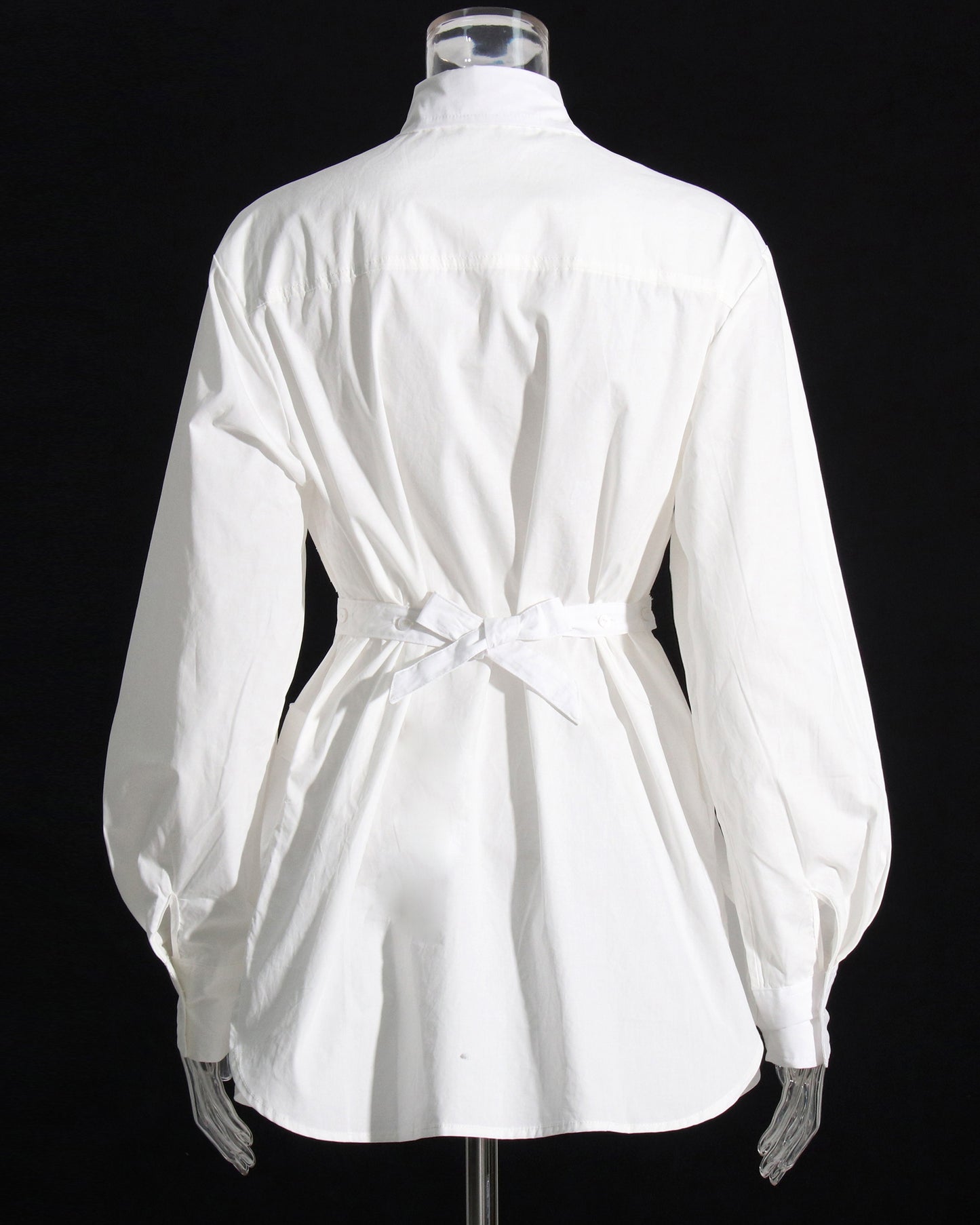 White Oversized Collar Blouse Puffy Sleeves