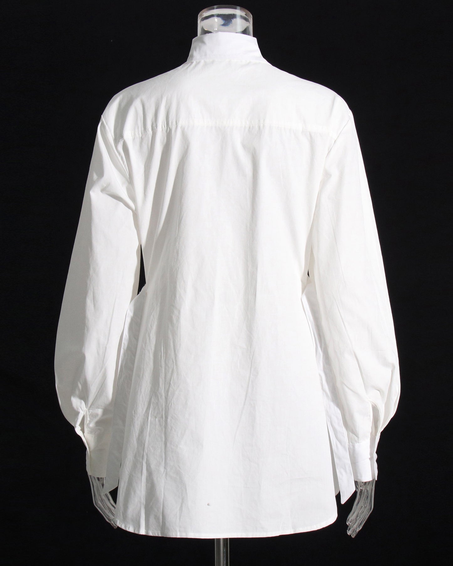 White Oversized Collar Blouse Puffy Sleeves