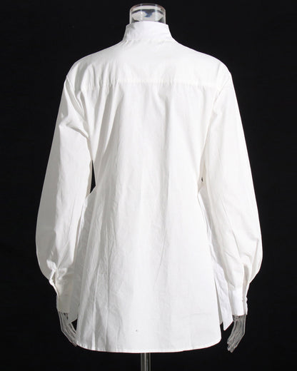 White Oversized Collar Blouse Puffy Sleeves