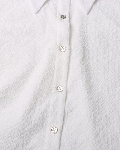 White Oversized Shirt with Circular Buckle Belt