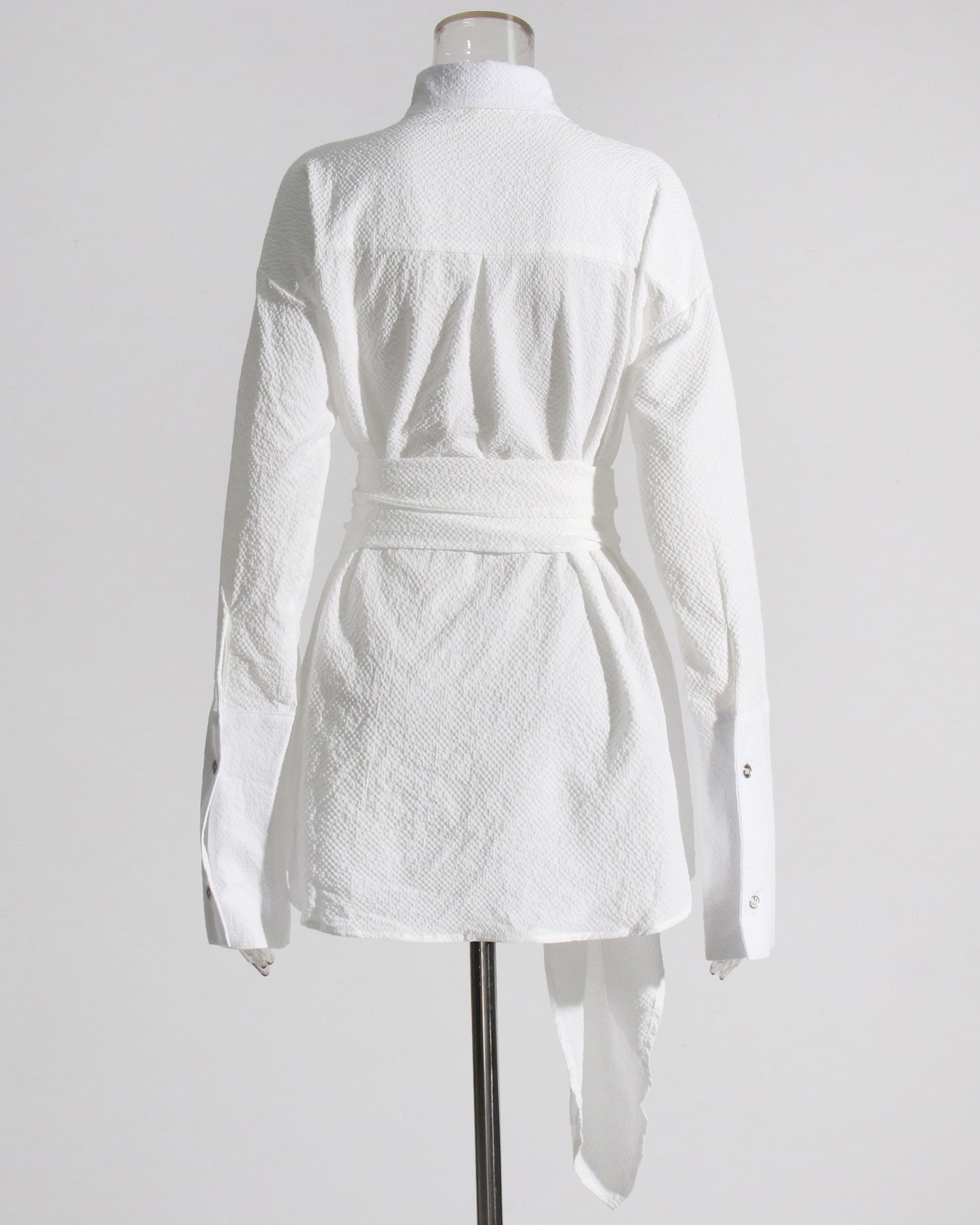White Oversized Shirt with Circular Buckle Belt