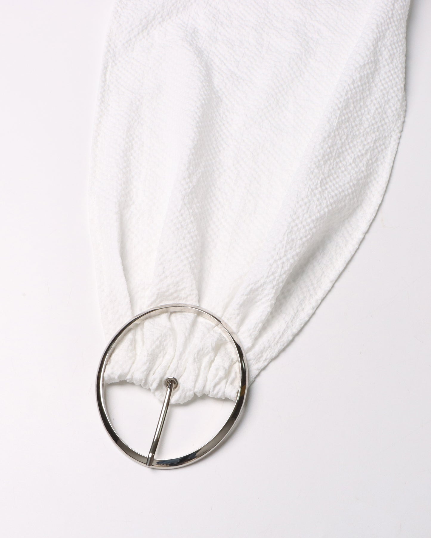 White Oversized Shirt with Circular Buckle Belt