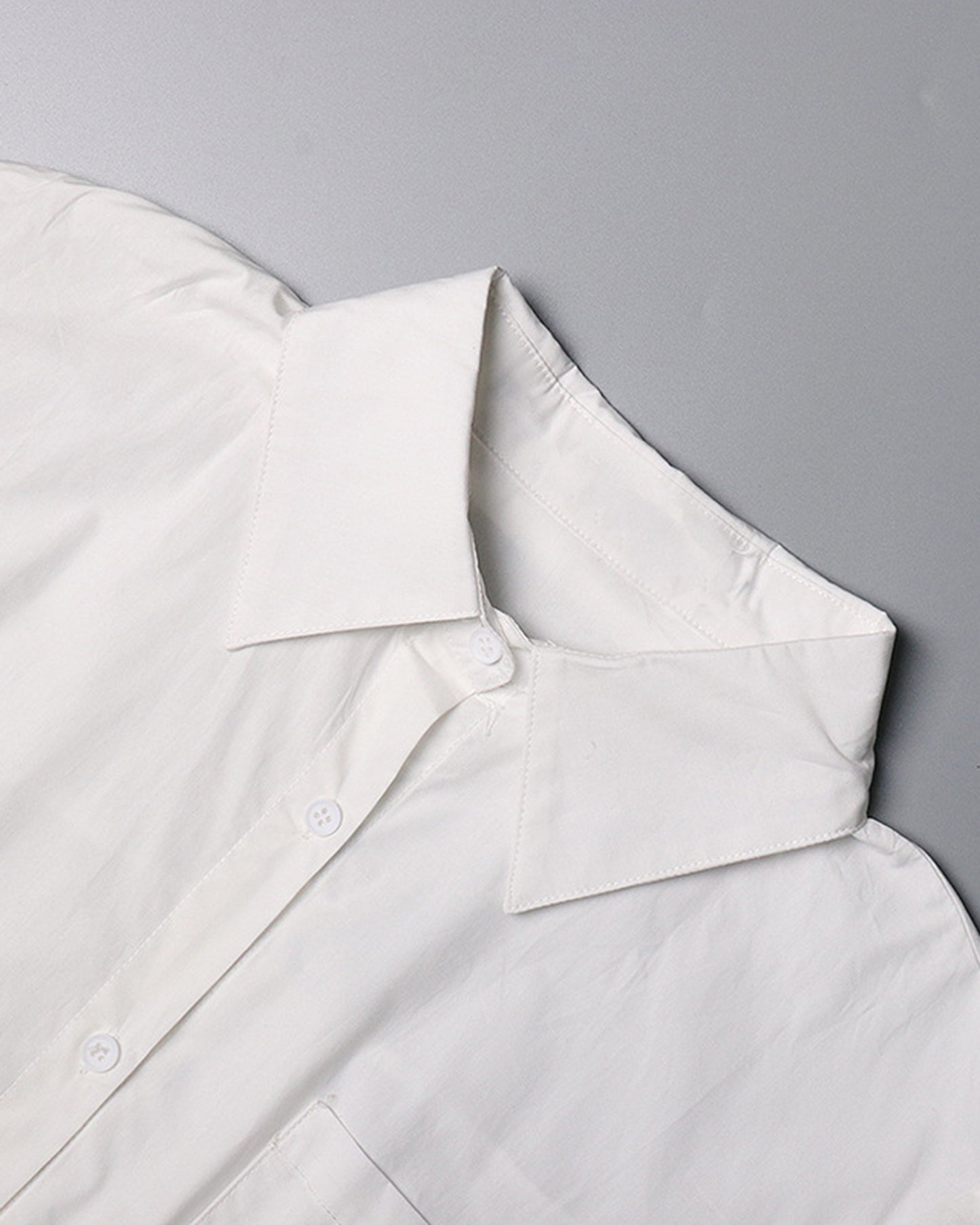 White Oversized Shirt with Ruched Puff Sleeves