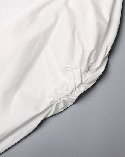 White Oversized Shirt with Ruched Puff Sleeves