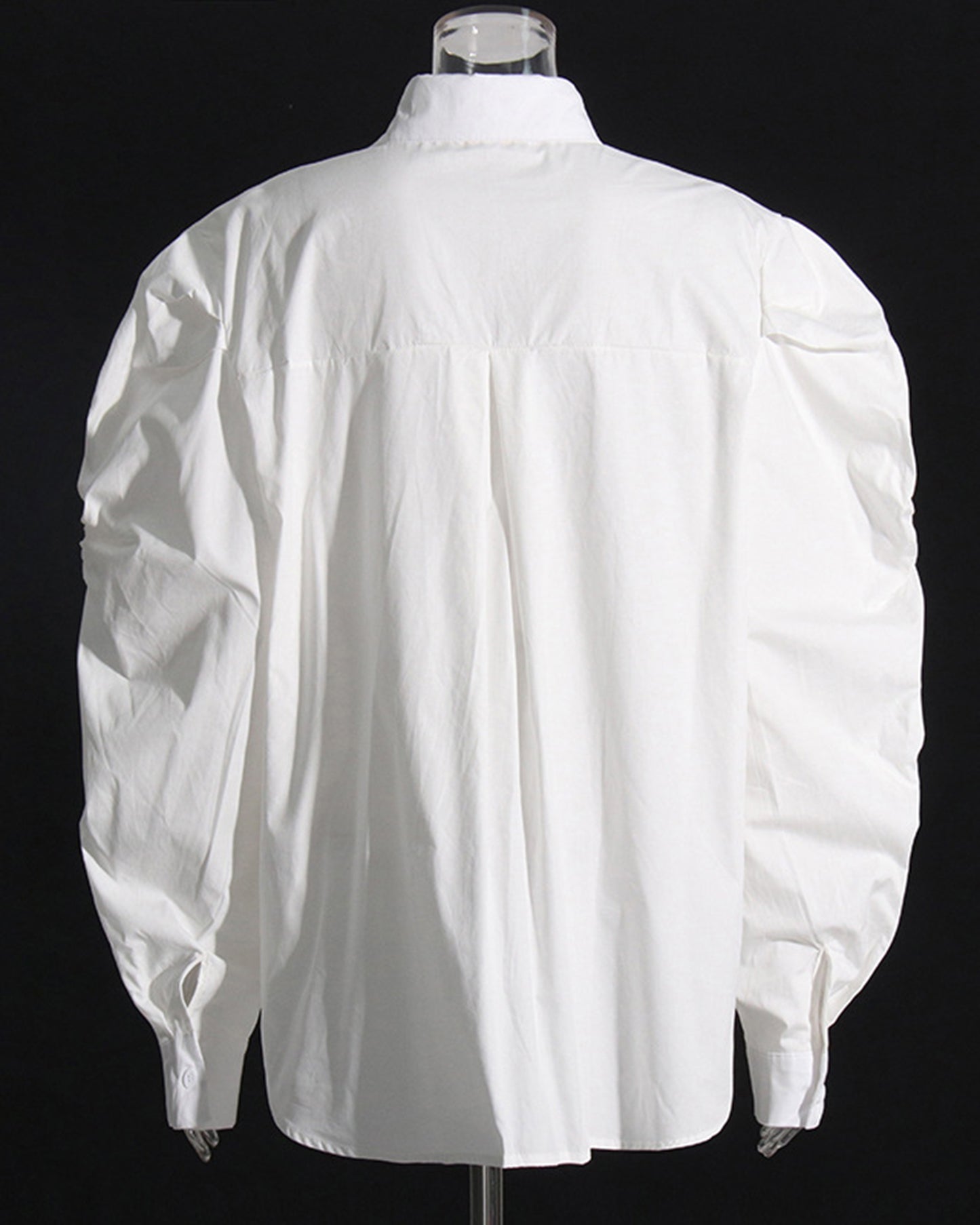 White Oversized Shirt with Ruched Puff Sleeves