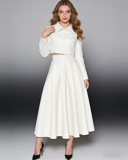 White Pearl Beaded 2-Piece Set