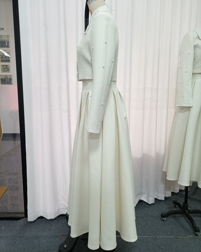 White Pearl Beaded 2-Piece Set