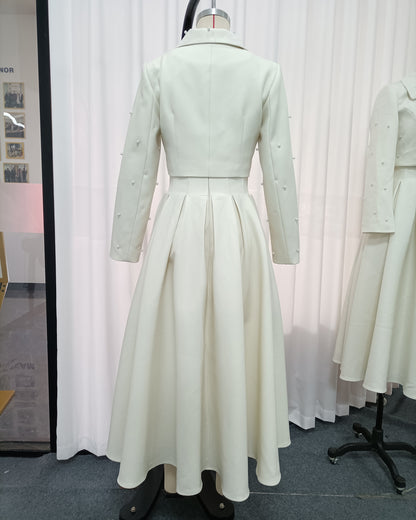 White Pearl Beaded 2-Piece Set