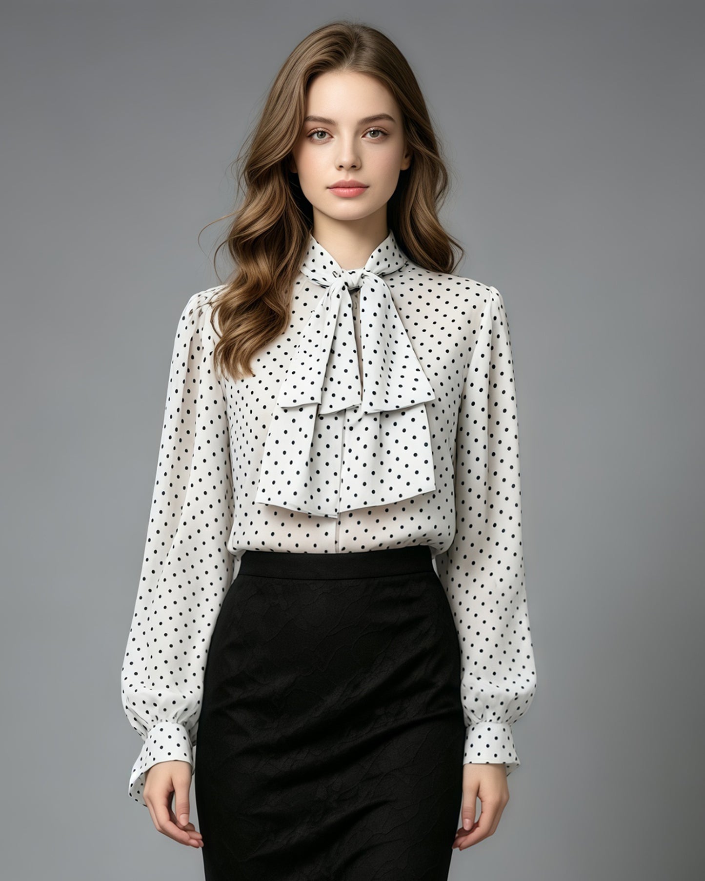 White Polka Dot Bow Tie Neck Bodysuit Jumpsuit